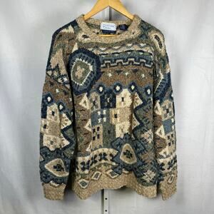 Countryside Classics Hand Knit Long Sleeve Crewneck Grandpa Sweater Men'…